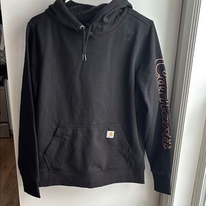 New Carhartt Black and Pink Writing Pullover Hoodie